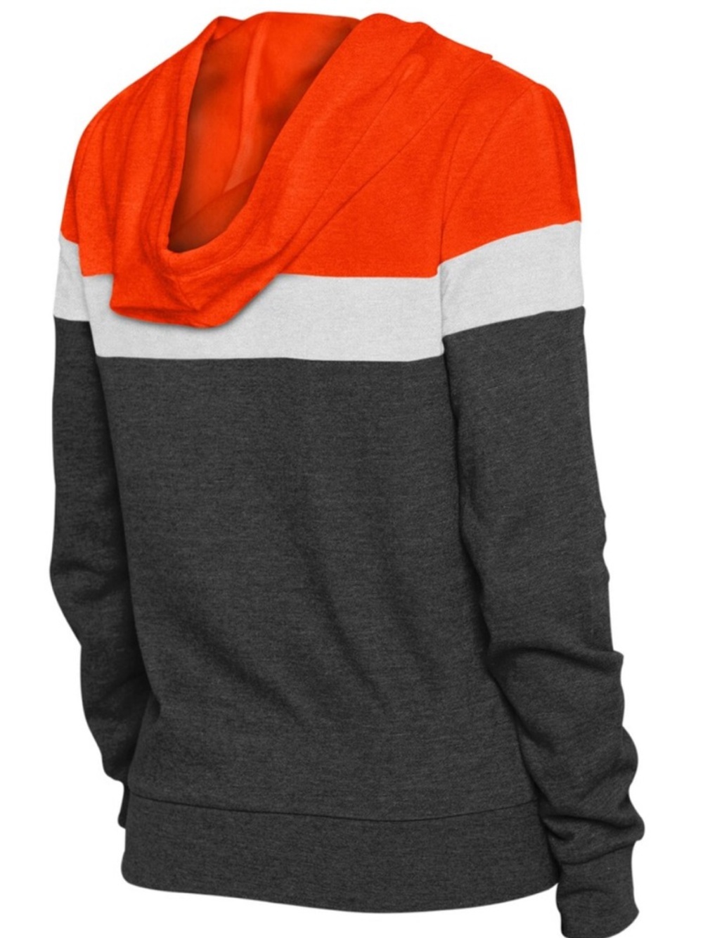 Cathy Women's Colorblock Hooded Sweater - Orange, White & Charcoal Size XL